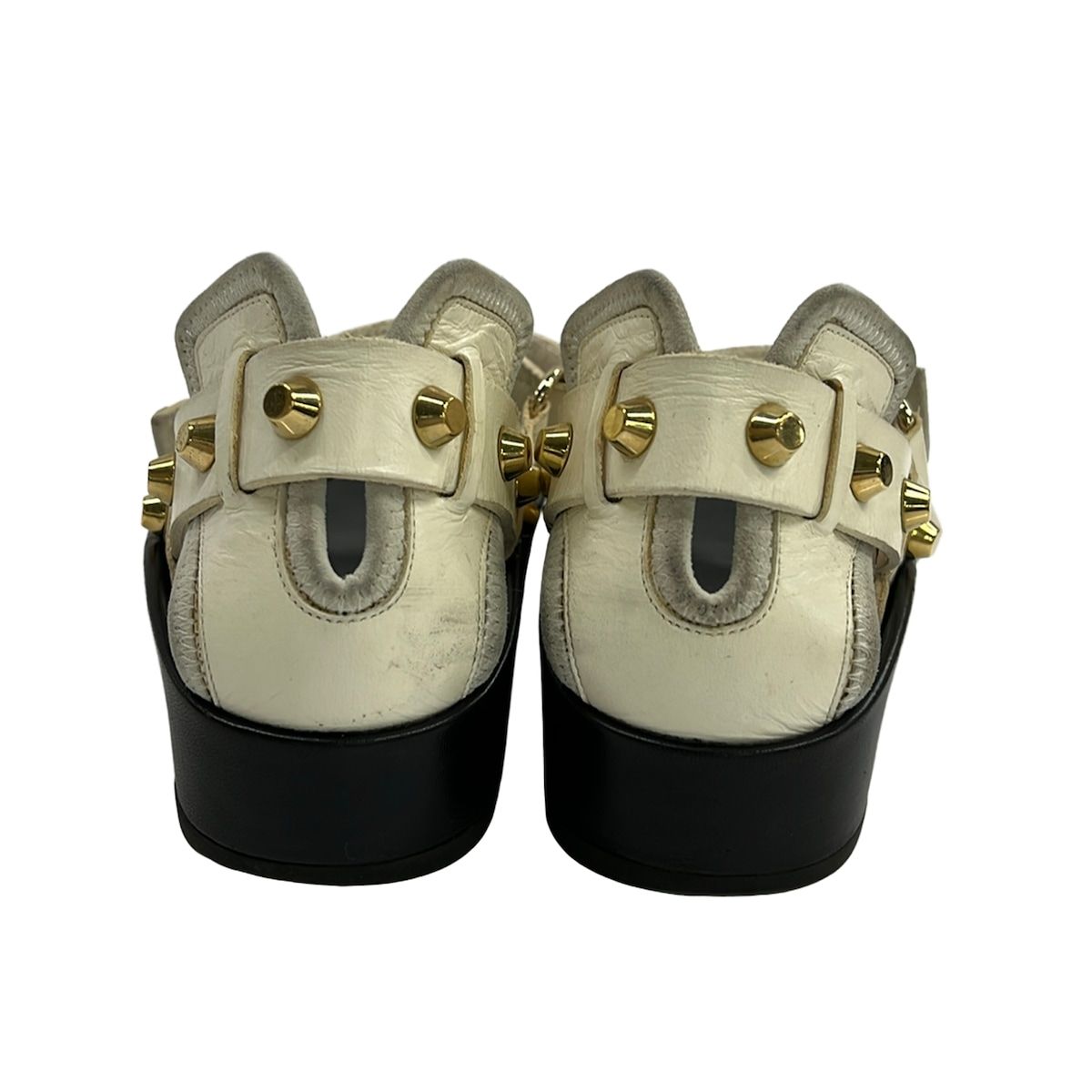 Balenciaga Sandals 38.5 White Studded Leather — view 3