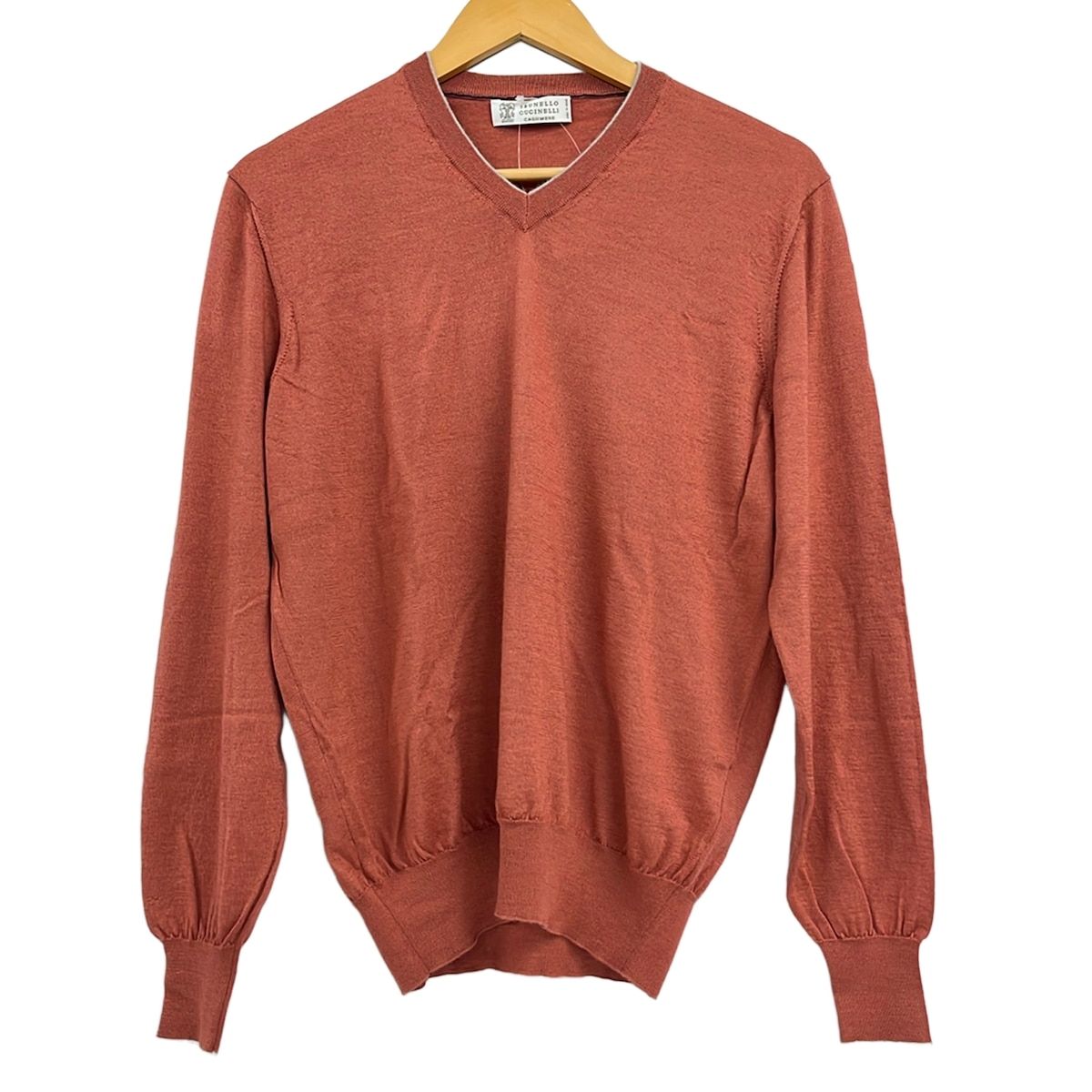 Brunello Cucinelli Long Sleeve Sweater 48 M Pink Light Gray Neck Cashmere Silk