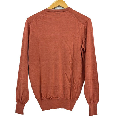 Brunello Cucinelli Long Sleeve Sweater 48 M Pink Light Gray Neck Cashmere Silk — view 2