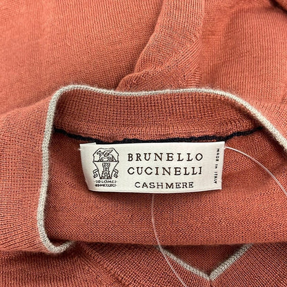Brunello Cucinelli Long Sleeve Sweater 48 M Pink Light Gray Neck Cashmere Silk — view 3