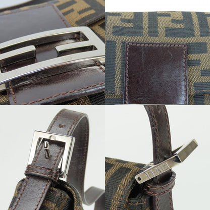 Fendi Handbag Mamma Bucket Canvas Leather Brown Black Shoulder Zucca Pattern — view 5