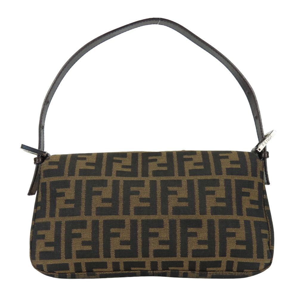 Fendi Handbag Mamma Bucket Canvas Leather Brown Black Shoulder Zucca Pattern — view 3