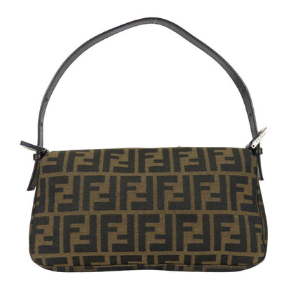 Fendi Handbag Mamma Bucket Canvas Leather Brown Black Shoulder Zucca Pattern — view 3