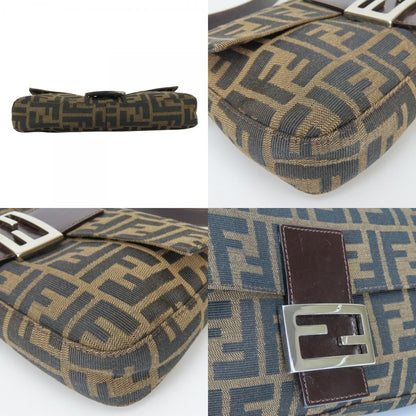 Fendi Handbag Mamma Bucket Canvas Leather Brown Black Shoulder Zucca Pattern — view 4