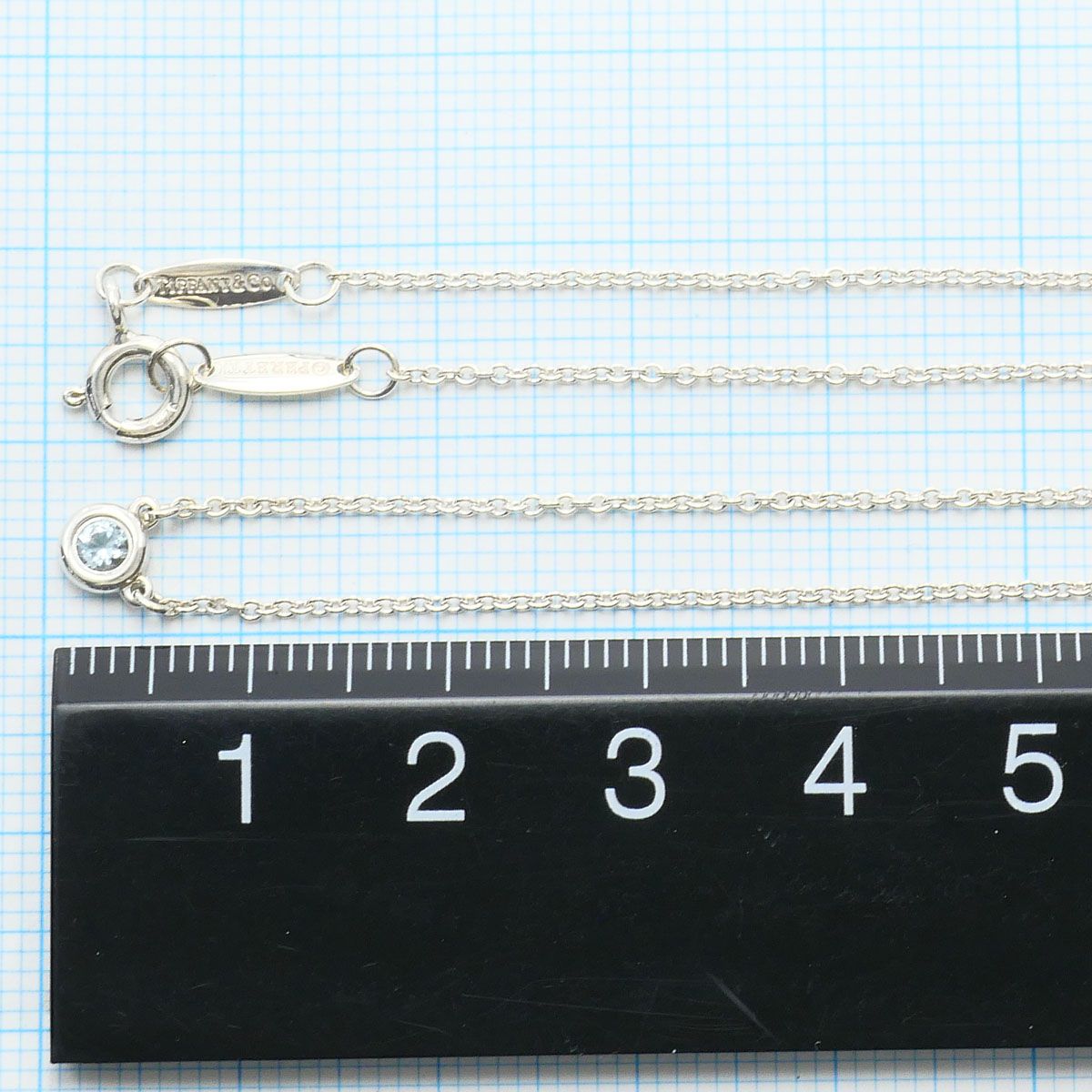 Tiffany & Co by the Yard 925 Sterling Silver Necklace Aquamarine 41 cm — view 5