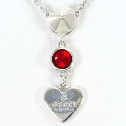Gucci 925 Sterling Silver Necklace Red Topaz 41 cm