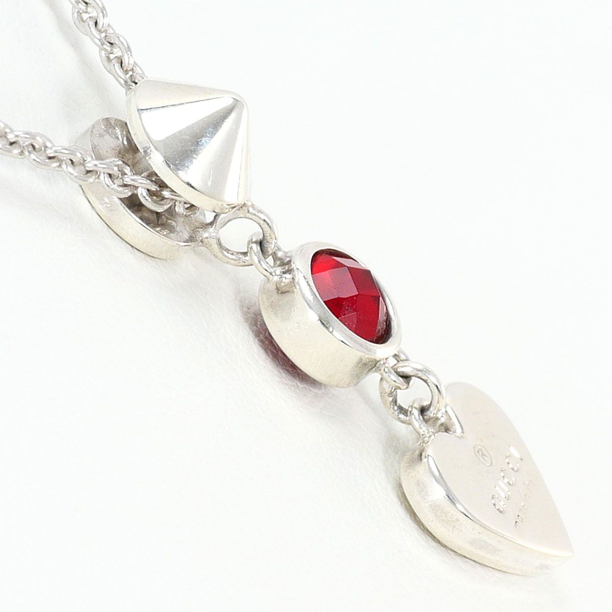 Gucci 925 Sterling Silver Necklace Red Topaz 41 cm — view 2
