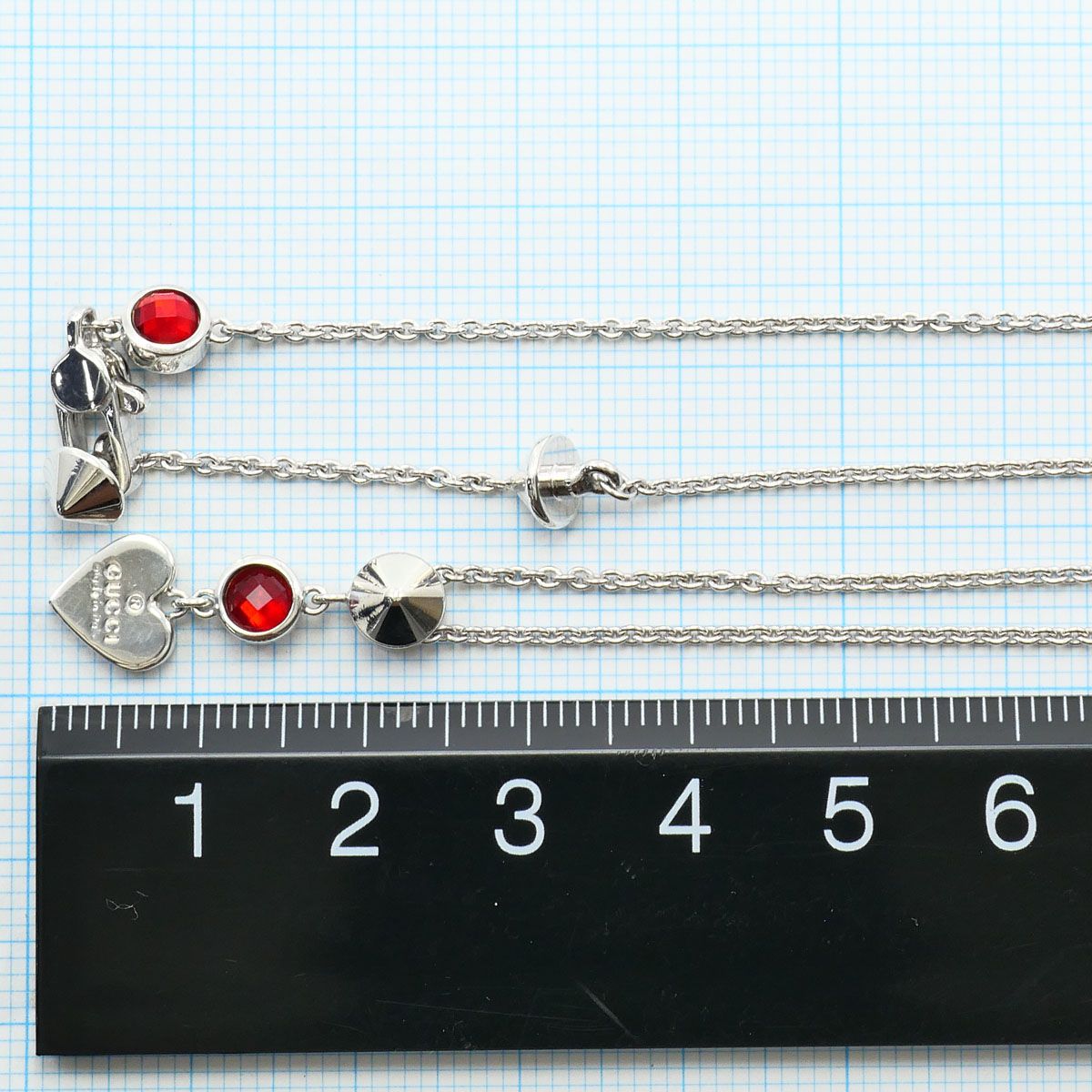 Gucci 925 Sterling Silver Necklace Red Topaz 41 cm — view 5