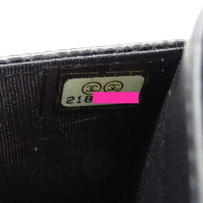 Chanel Wallet Shoulder Caviar Leather CC Logo Black Silver — view 8