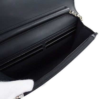 Chanel Wallet Shoulder Caviar Leather CC Logo Black Silver — view 6