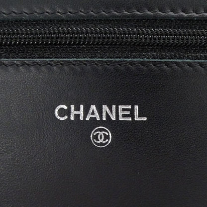 Chanel Wallet Shoulder Caviar Leather CC Logo Black Silver — view 5
