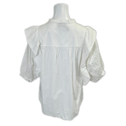 Chanel Chain CC Logo Button Ruffle Half Sleeve Blouse 36 — view 3