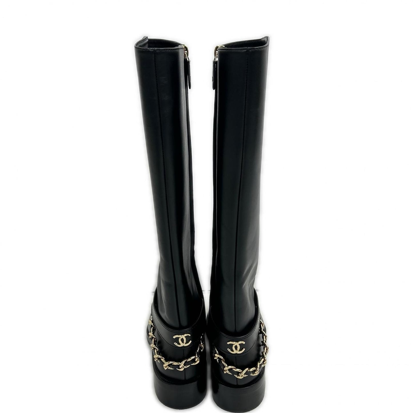 Chanel CC Logo Chain Long Boots 39c — view 2