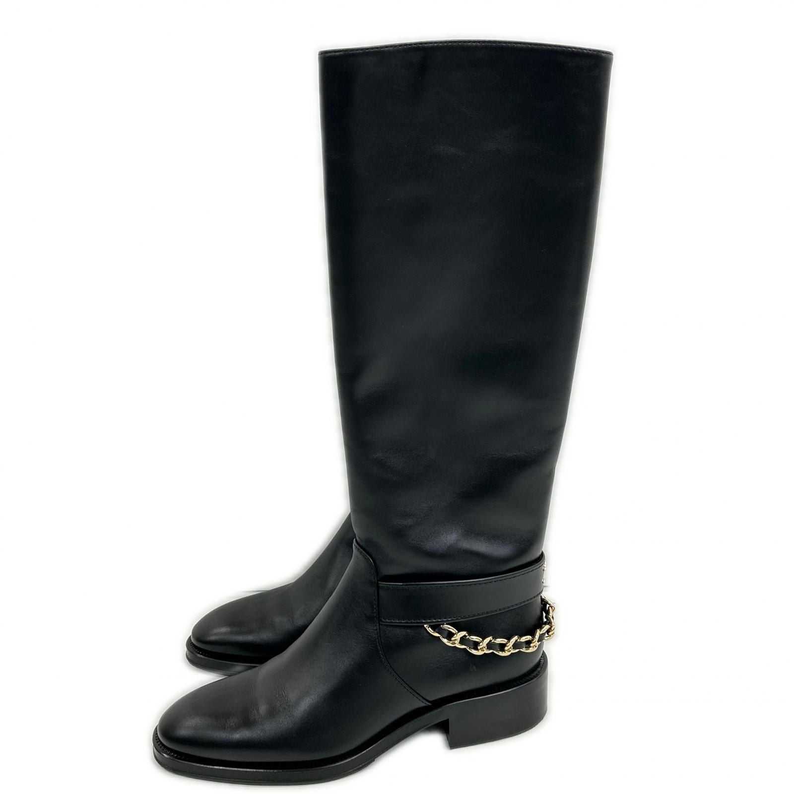 Chanel CC Logo Chain Long Boots 39c
