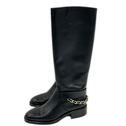 Chanel CC Logo Chain Long Boots 39c