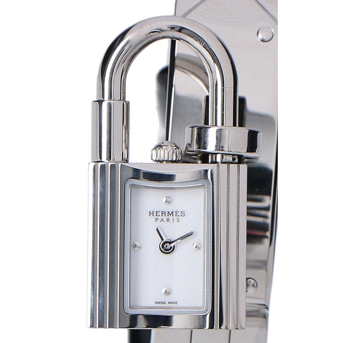 Hermes Kelly Watch Mini Spark Ring White Lacquer Dial Quartz