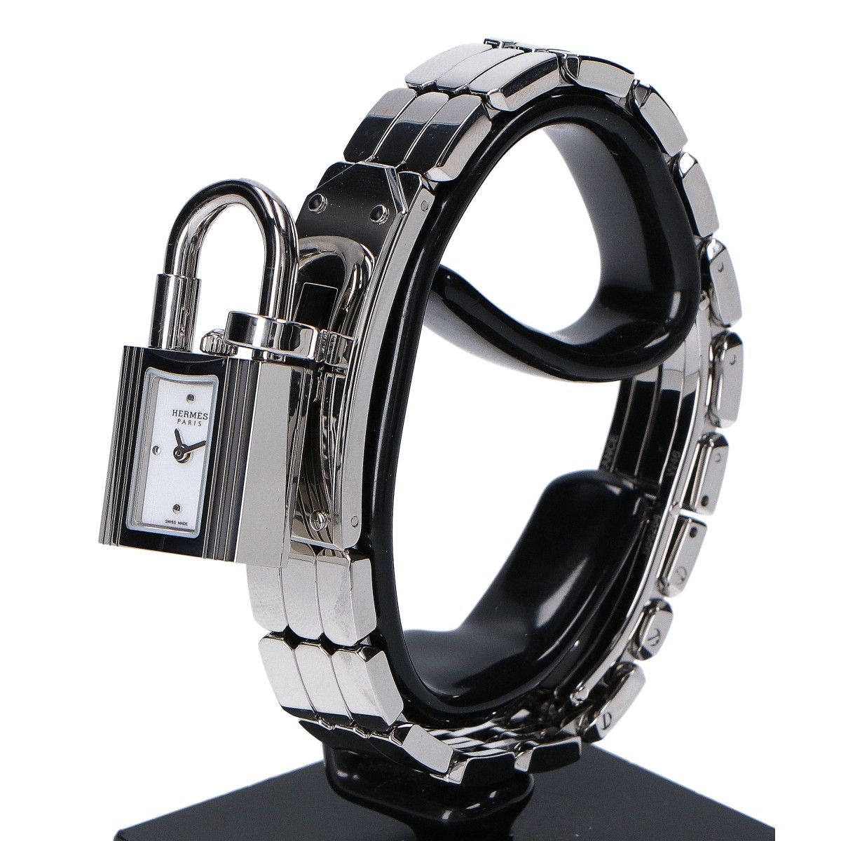 Hermes Kelly Watch Mini Spark Ring White Lacquer Dial Quartz — view 3