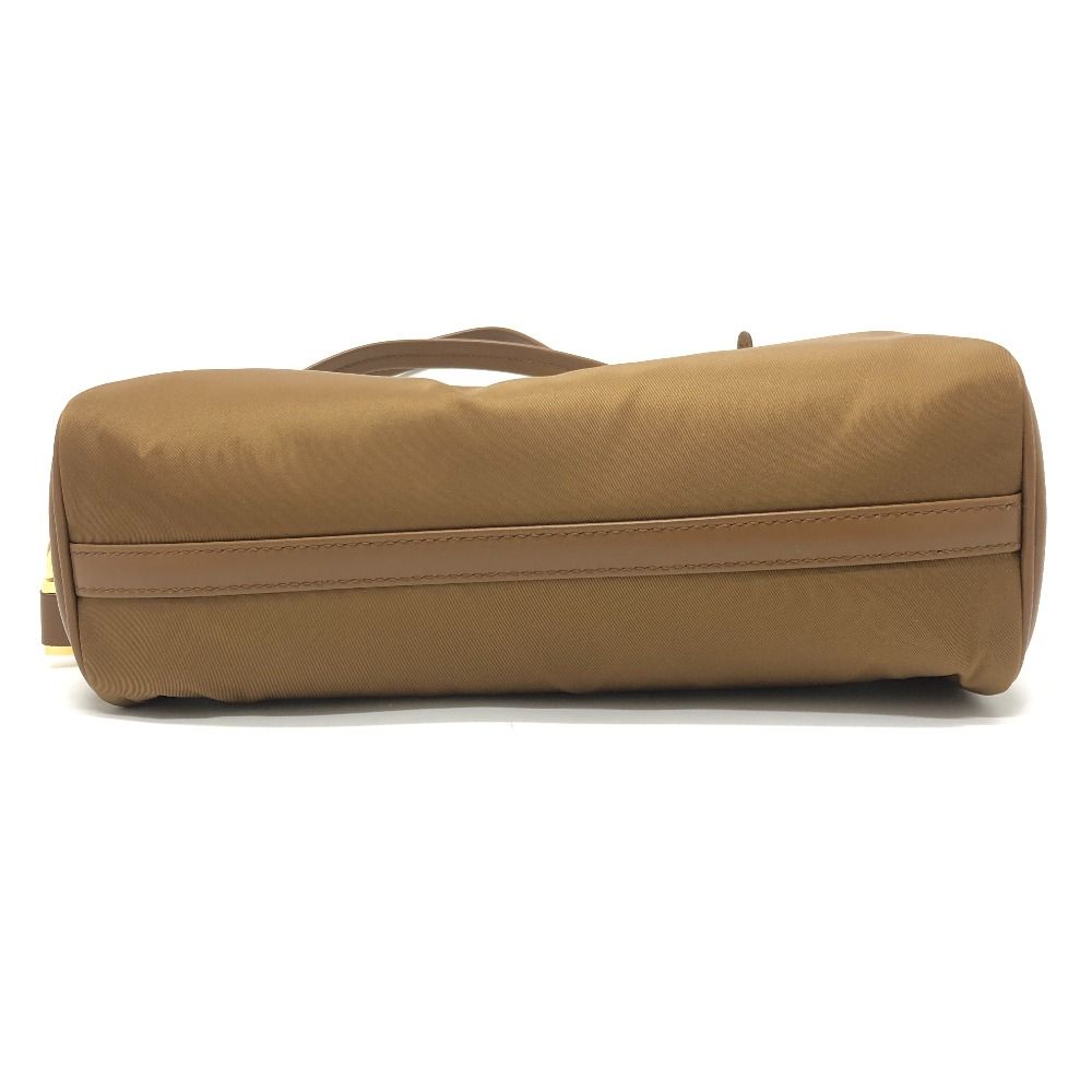 Prada Shoulder Bag with Padlock Top Handle Nylon Leather Brown — view 5