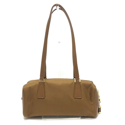 Prada Shoulder Bag with Padlock Top Handle Nylon Leather Brown — view 2