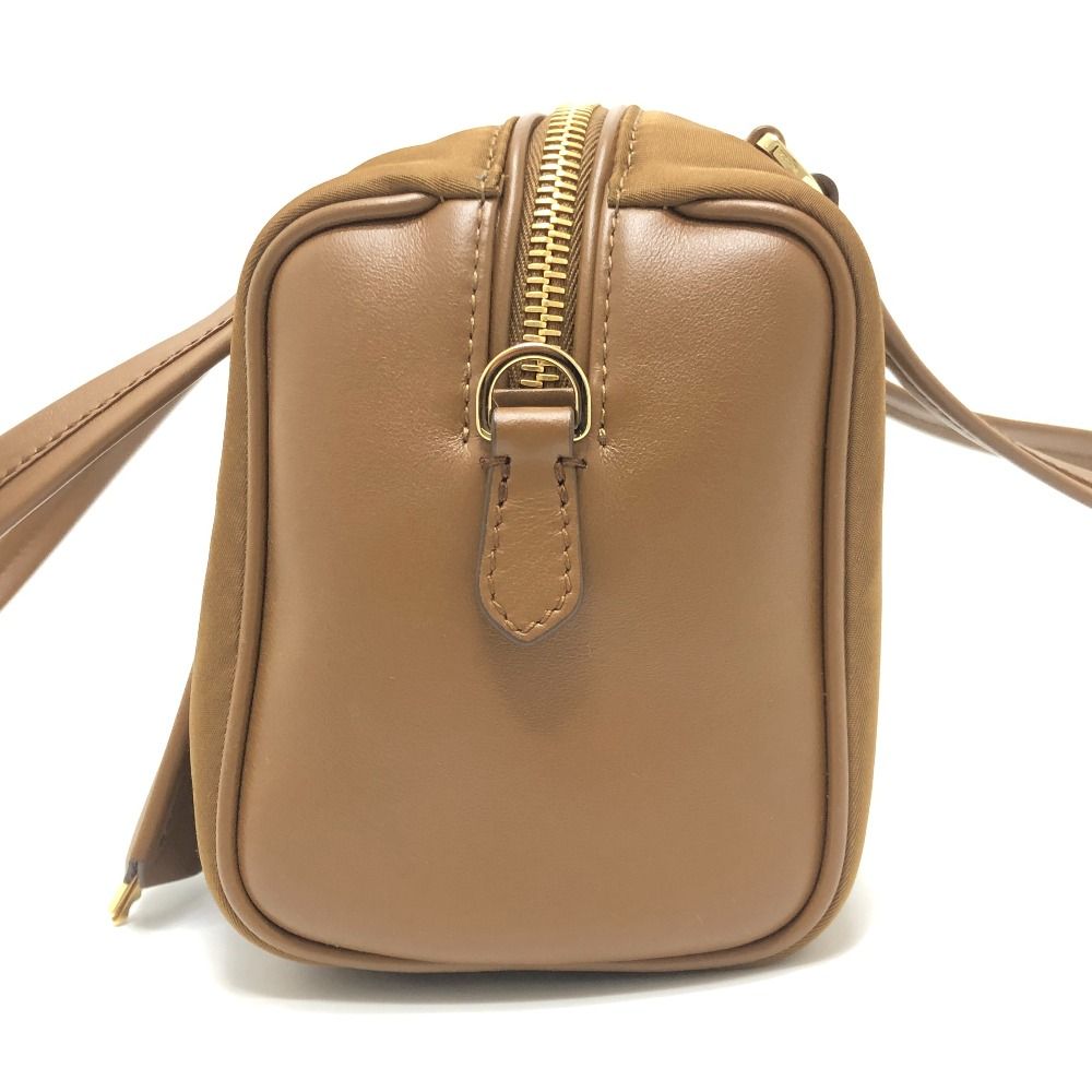 Prada Shoulder Bag with Padlock Top Handle Nylon Leather Brown — view 3