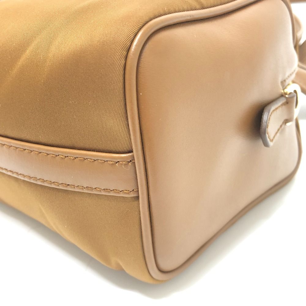 Prada Shoulder Bag with Padlock Top Handle Nylon Leather Brown — view 6