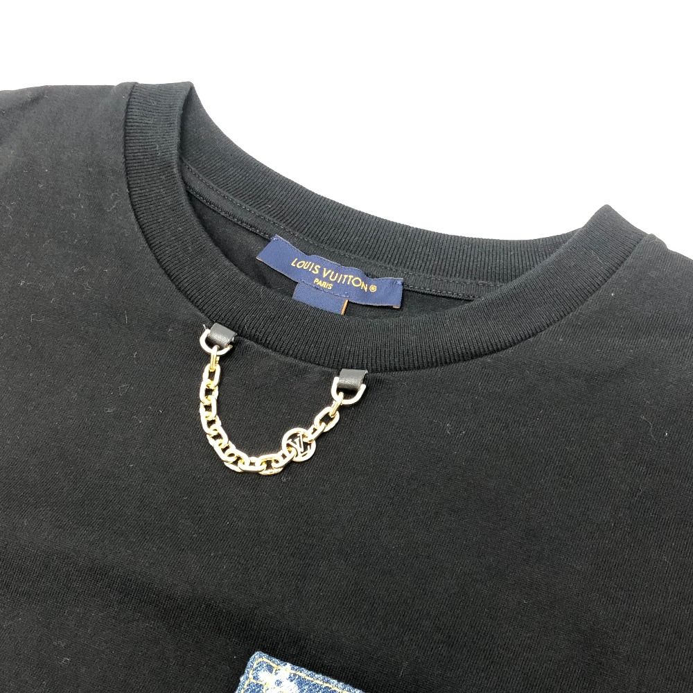 Louis Vuitton Short Sleeve T-Shirt Monogram Denim Pocket Cotton Black — view 3