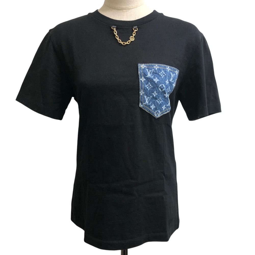 Louis Vuitton Short Sleeve T-Shirt Monogram Denim Pocket Cotton Black
