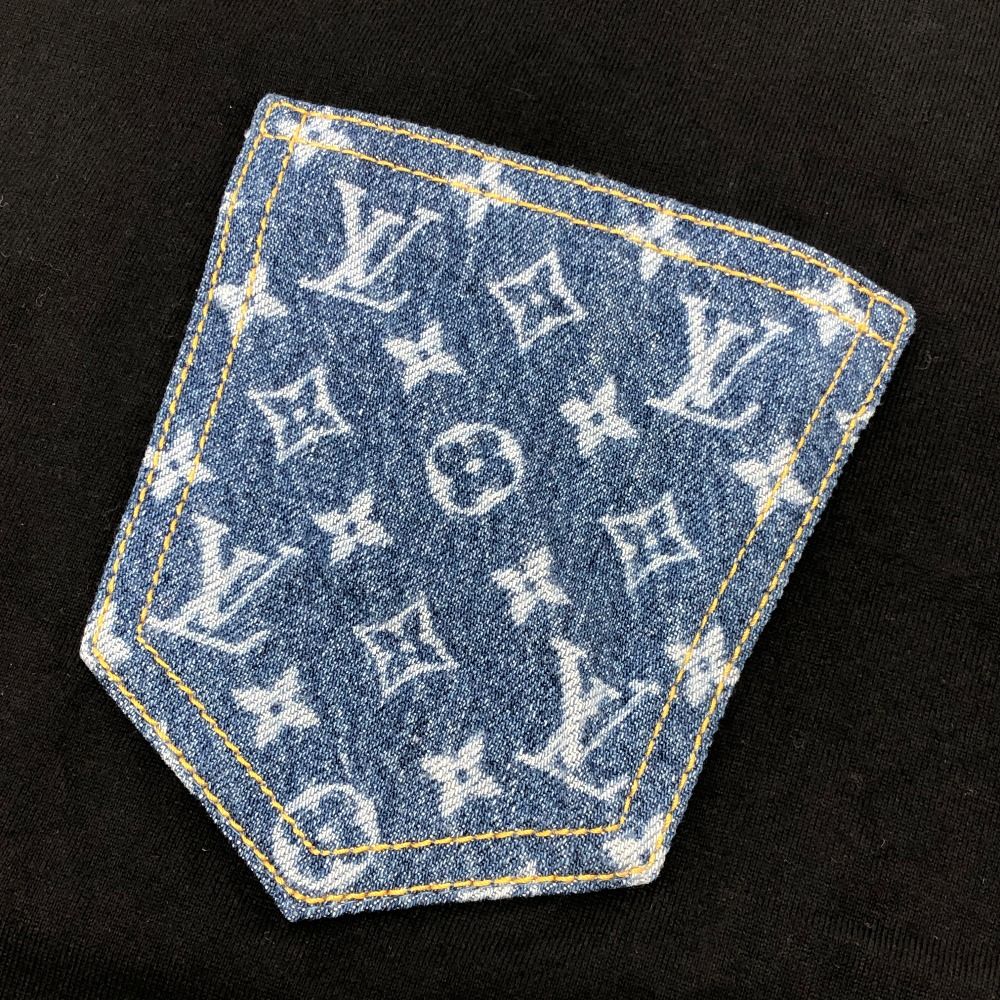 Louis Vuitton Short Sleeve T-Shirt Monogram Denim Pocket Cotton Black — view 7