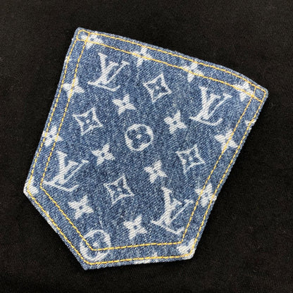 Louis Vuitton Short Sleeve T-Shirt Monogram Denim Pocket Cotton Black — view 7