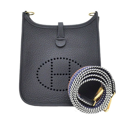 Hermes Evelyne TPM Sangle Caval Canvas Shoulder Bag Gold Taurillon Clemence