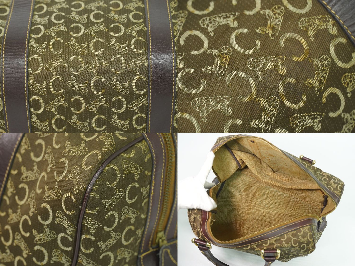 Celine C Sulky Mini Boston Bag Canvas Brown — view 8