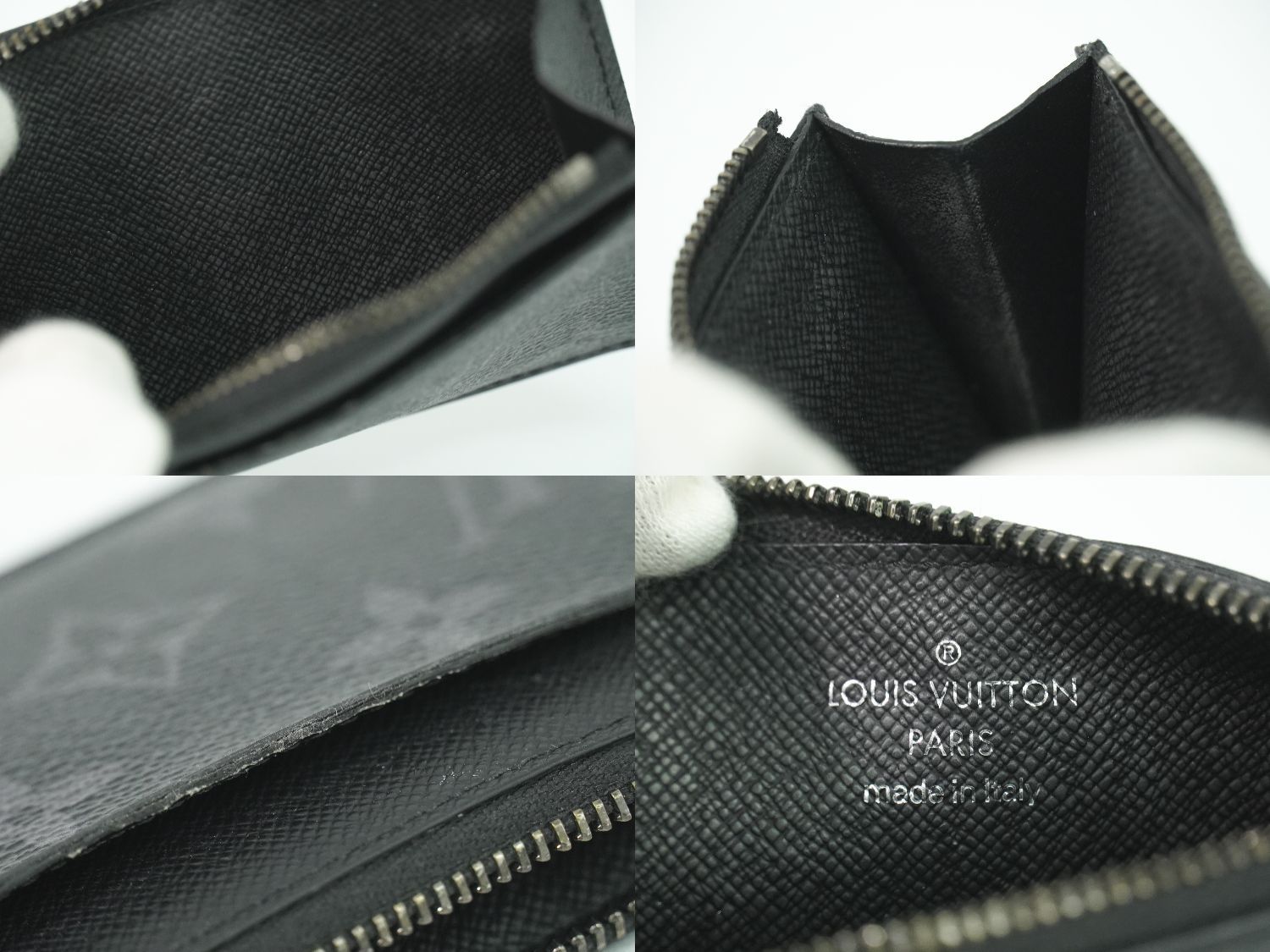 Louis Vuitton LV Coin Card Holder Monogram Eclipse Black Gray — view 9