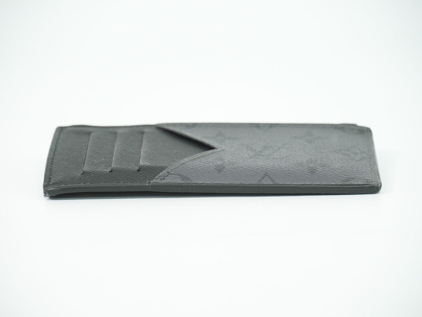 Louis Vuitton LV Coin Card Holder Monogram Eclipse Black Gray — view 3