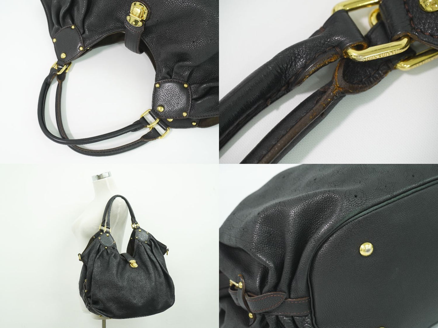 Louis Vuitton LV Mahina XL Leather Shoulder Bag Noir Black — view 6