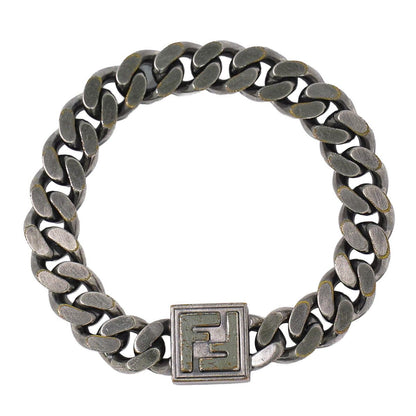 Fendi FF Logo Chain Bracelet Bangle Metal Silver