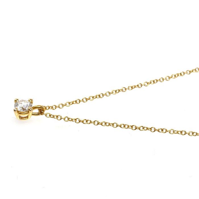 Tiffany & Co 18k Yellow Gold Solitaire Necklace Diamond 43.5 cm — view 2