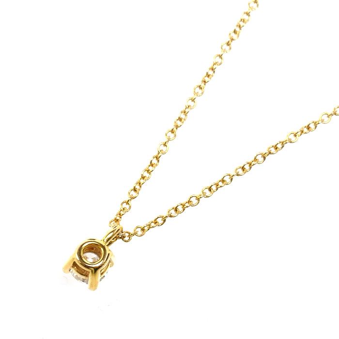Tiffany & Co 18k Yellow Gold Solitaire Necklace Diamond 43.5 cm — view 3