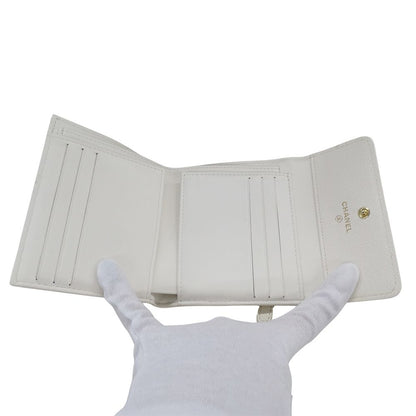 Chanel Wallet Trifold Caviar Leather Boy White Gold Compact — view 5