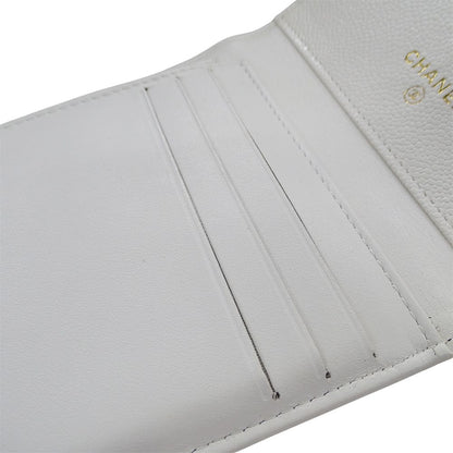 Chanel Wallet Trifold Caviar Leather Boy White Gold Compact — view 9