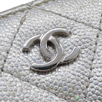 Chanel Wallet Compact Caviar Leather Quilted Silver CC Logo — view 4
