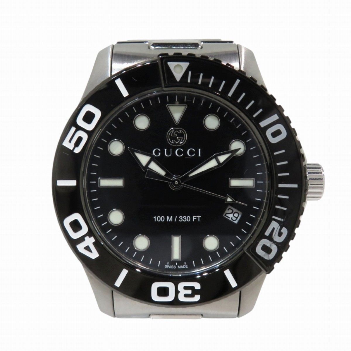 Gucci Timeless Diver Watch SS Quartz Black Dial
