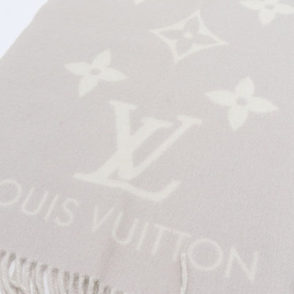 Louis Vuitton Tagged Monogram Scarf Reykjavik Cashmere 100% Shawl Large Gray Ree — view 3
