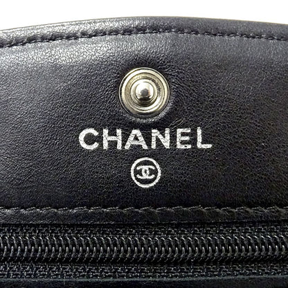 Chanel Quilted Clutch Wallet Lambskin Black Silver — view 6