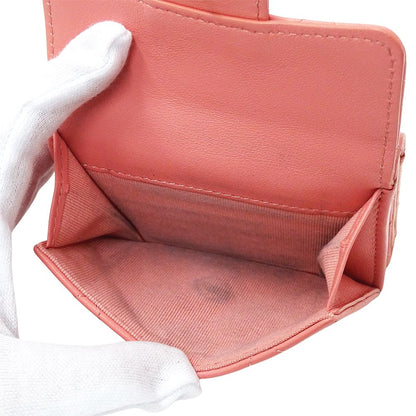 Chanel Wallet Quilted Trifold Lambskin Pink Gold Mini Small — view 8