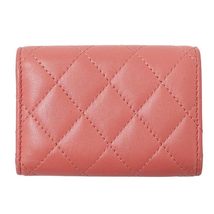 Chanel Wallet Quilted Trifold Lambskin Pink Gold Mini Small — view 2
