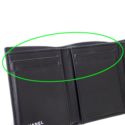 Chanel Wallet Quilted Trifold Caviar Leather Black Silver Mini — view 8