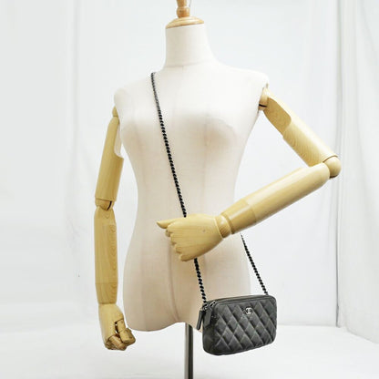 Chanel Chain Wallet Shoulder Bag Caviar Leather Metallic Green — view 8