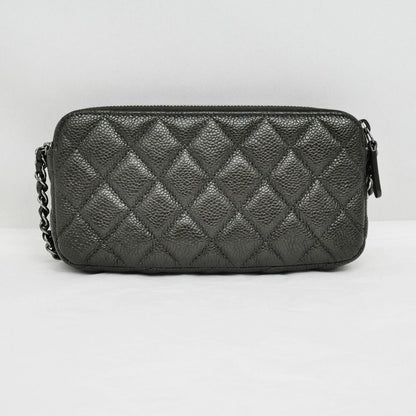 Chanel Chain Wallet Shoulder Bag Caviar Leather Metallic Green — view 2
