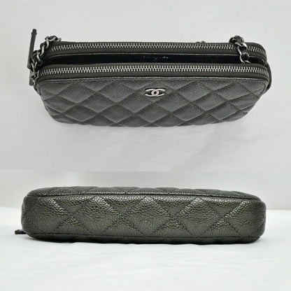 Chanel Chain Wallet Shoulder Bag Caviar Leather Metallic Green — view 4