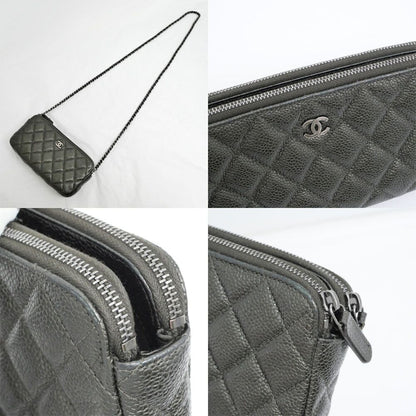 Chanel Chain Wallet Shoulder Bag Caviar Leather Metallic Green — view 9